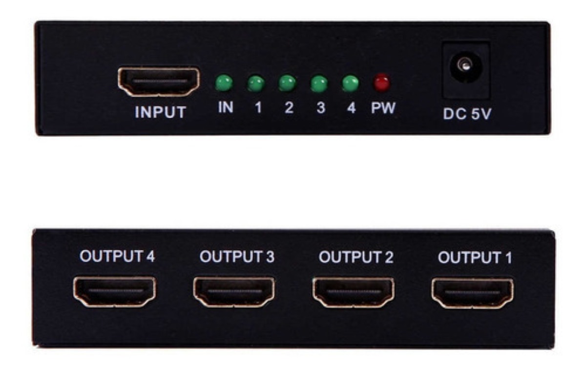 Divisor Splitter Hdmi Repite A 4 Salidas Activo Color Negro