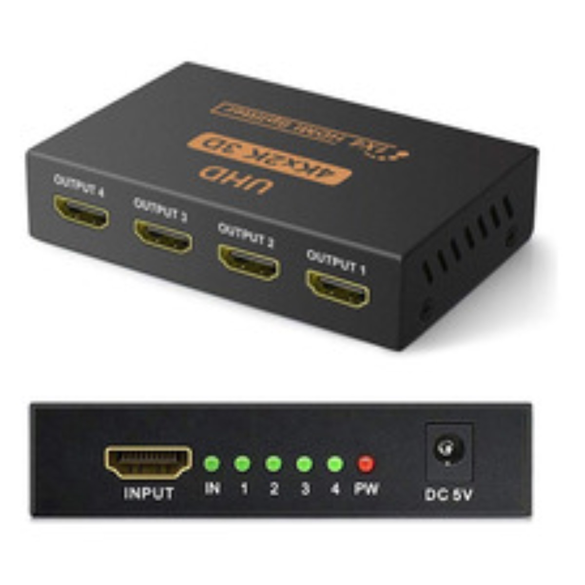 Divisor Splitter Hdmi Repite A 4 Salidas Activo Color Negro