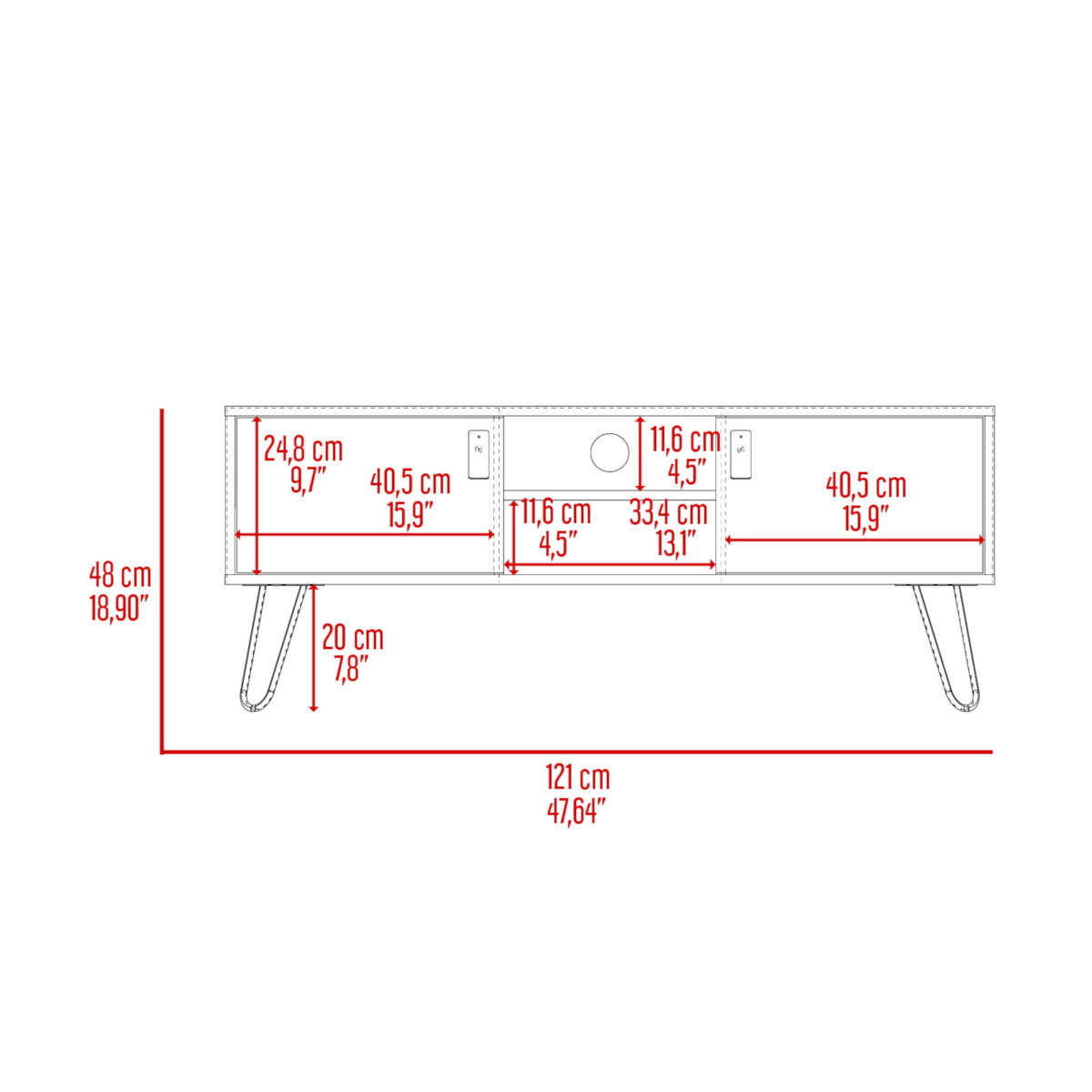 MUEBLE RACK DE TV PARA PANTALLA DE 50" CON ESTANTES Y PUERTAS MODELO HUNA COLOR BEIGE.