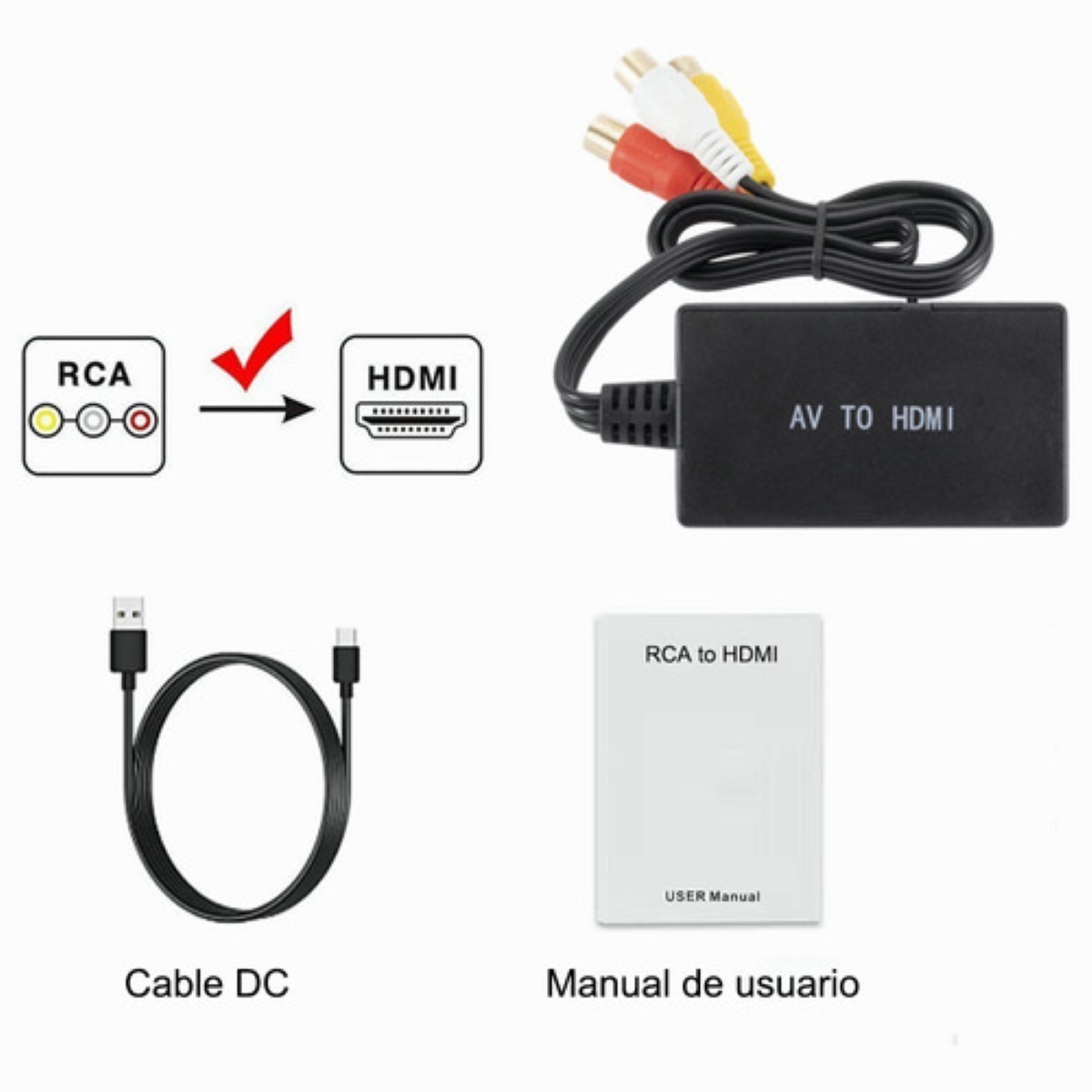 Convertidor Av A Hdmi, Adaptador Compuesto A Compatible Con