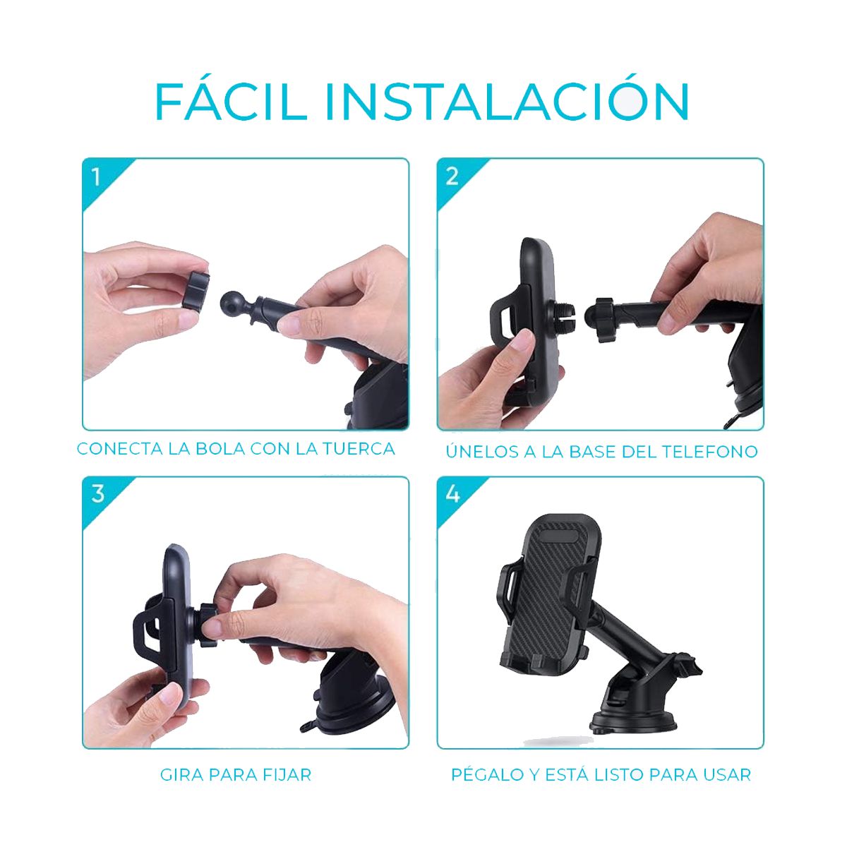 Soporte De Celular Para Auto Brazo Extensible Elegate Negro.