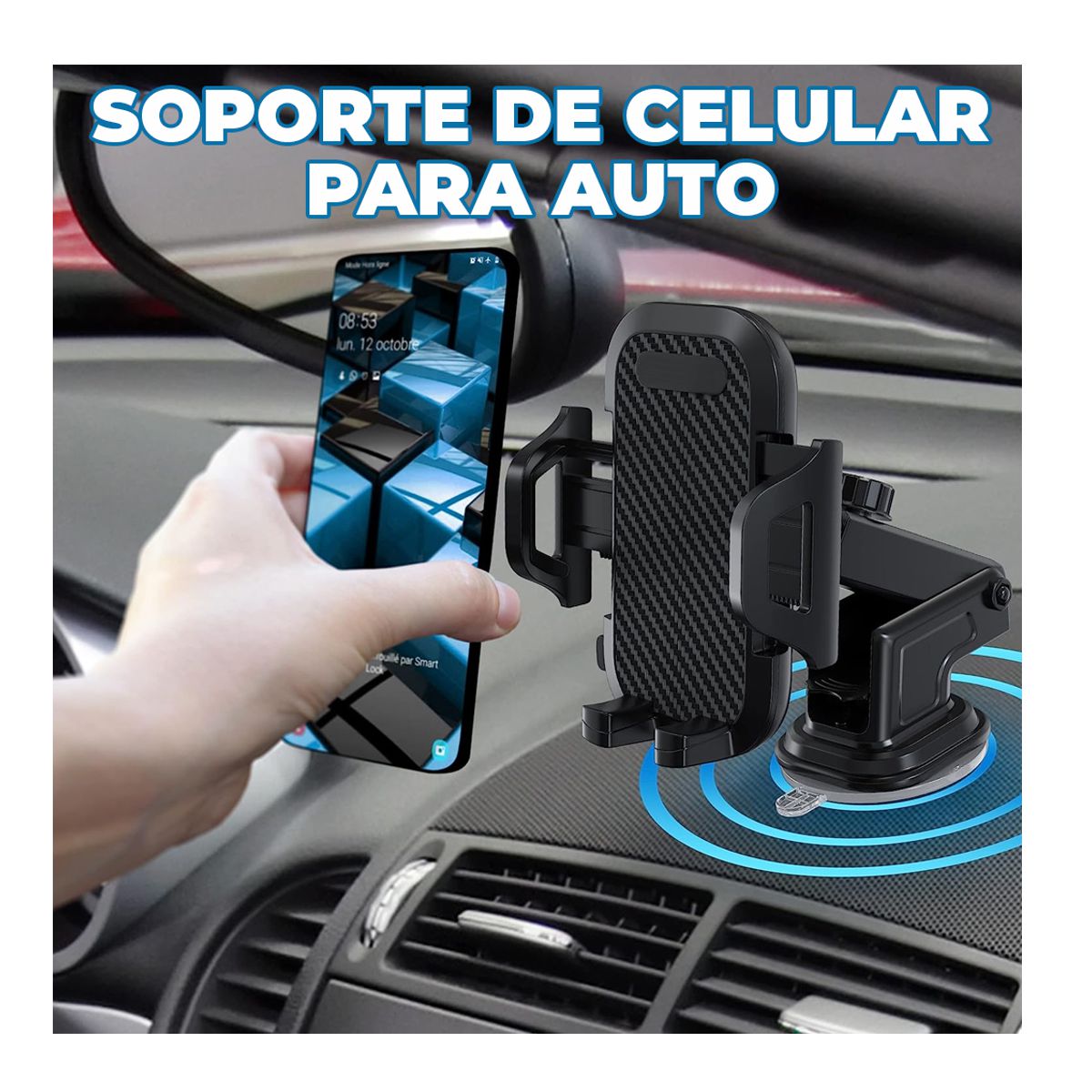 Soporte De Celular Para Auto Brazo Extensible Elegate Negro.