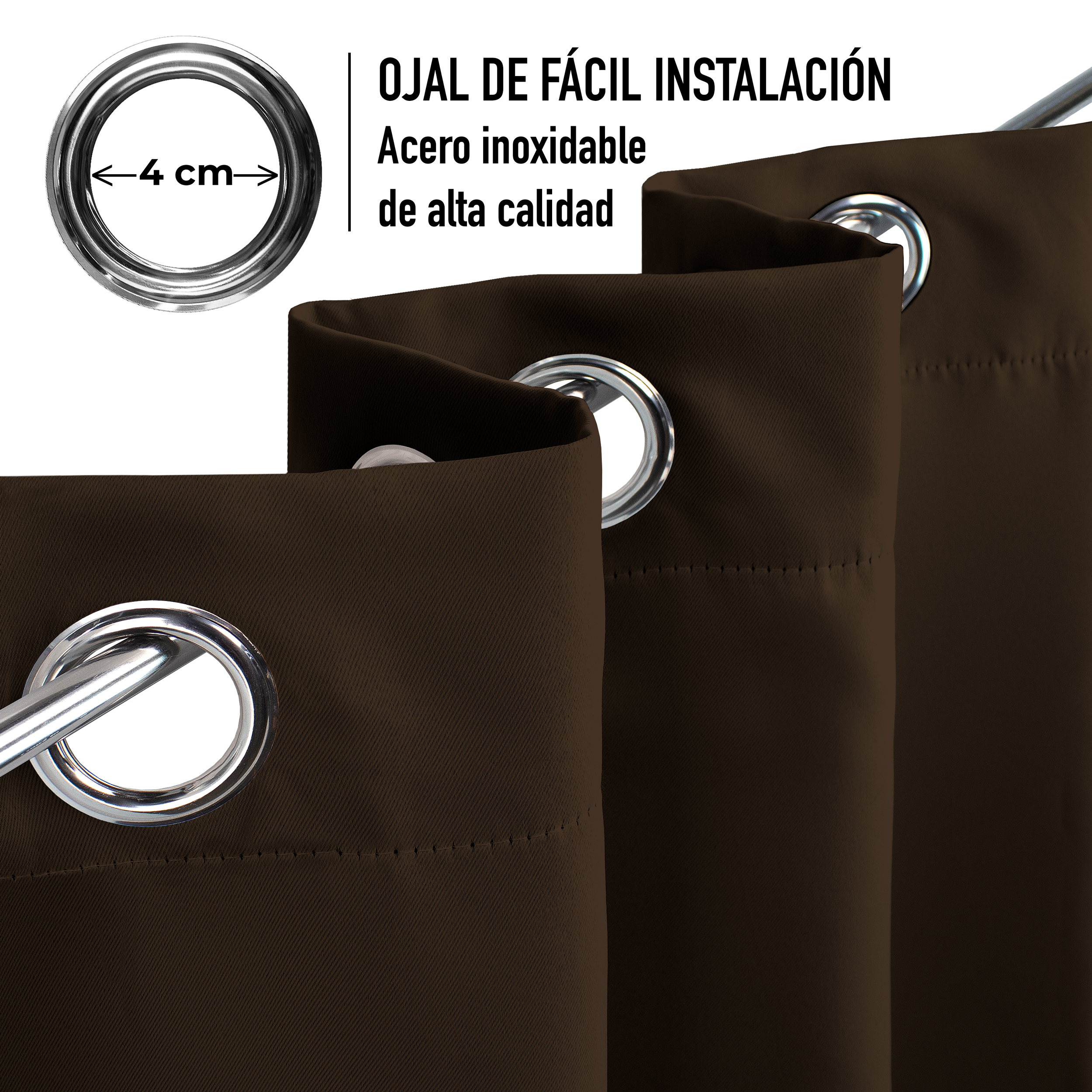 Cortinas Blackout Café Térmico Largas Lisa Opaca 95% Bloqueo Luz .