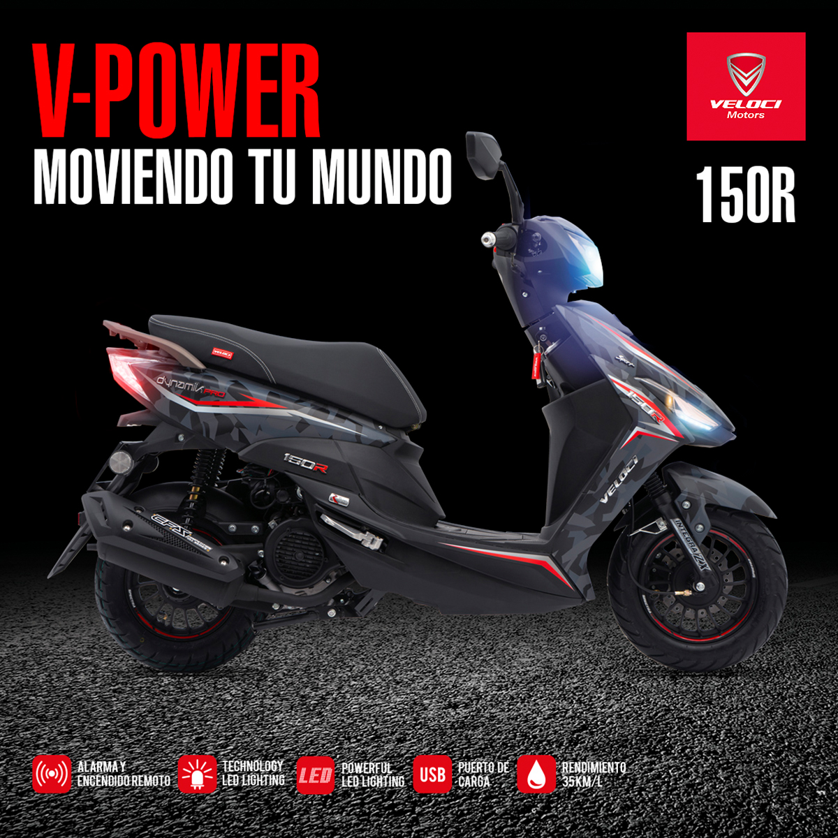 Moto Veloci Dynamik Pro 150cc Negro Camuflaje 2023.
