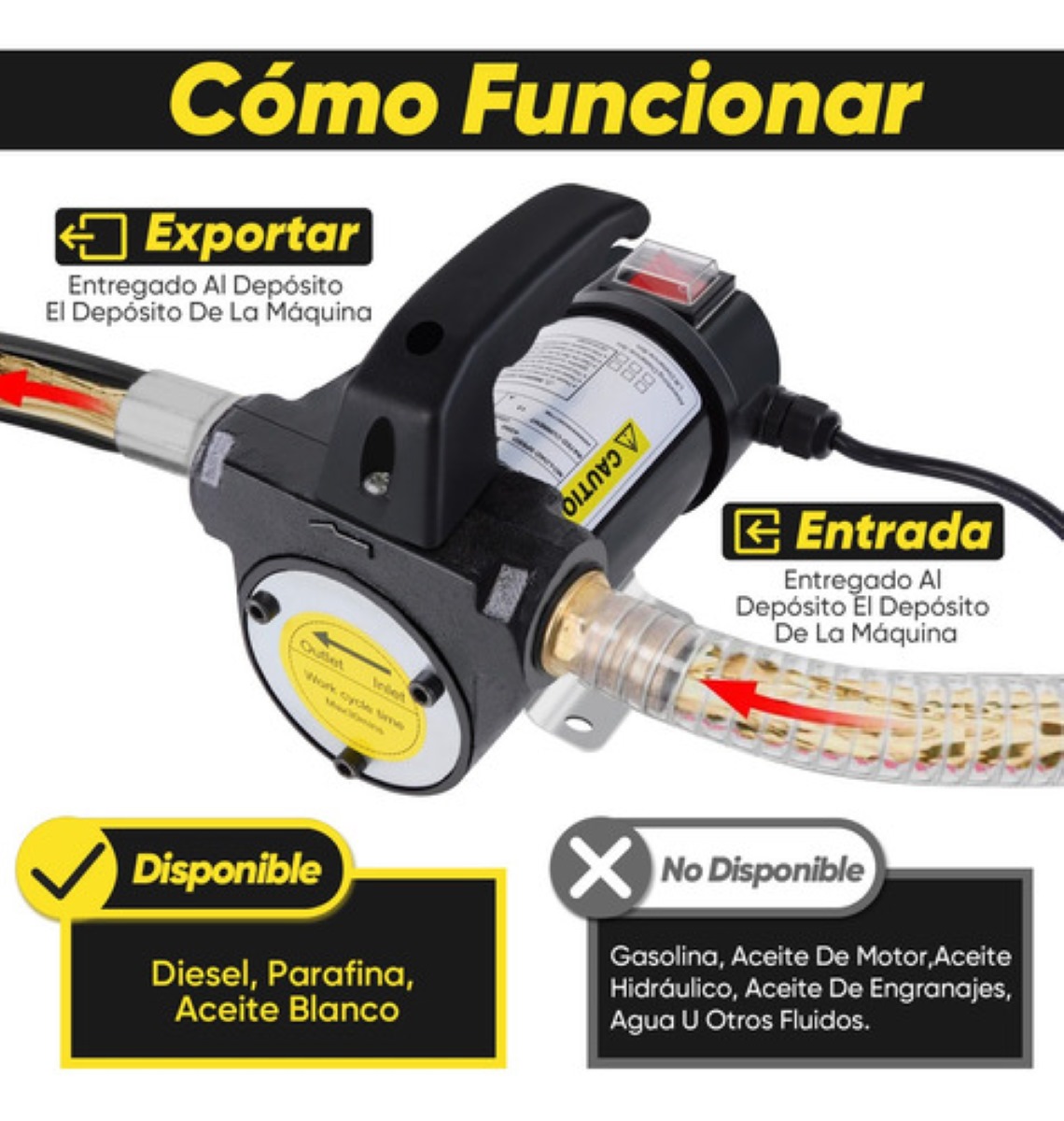 Kit De Bomba De Transferencia Diésel, Pistola Y Mangueras