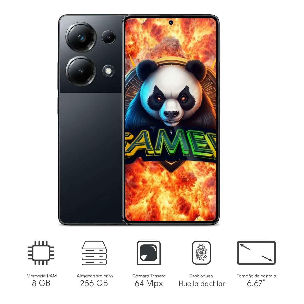 Celular Xiaomi Poco M6 Pro Helio 8gb 256gb 6.67Pulg Hybrid-Sim Black	.