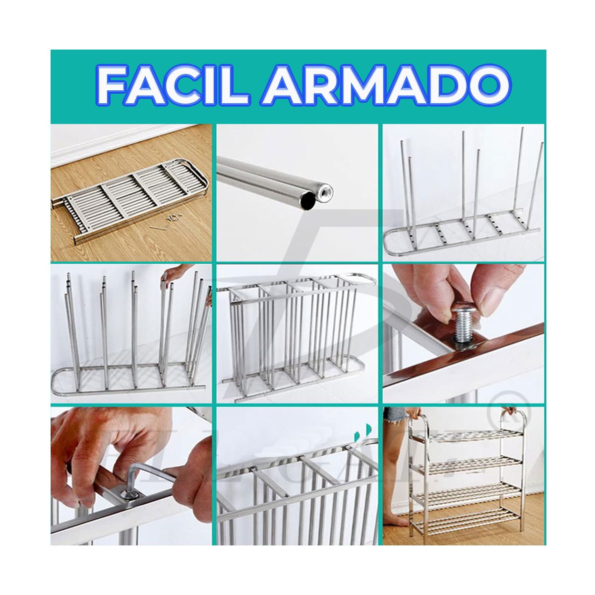 Estante Zapatero De 4 Niveles Acero Inoxidable Elegate Plata.
