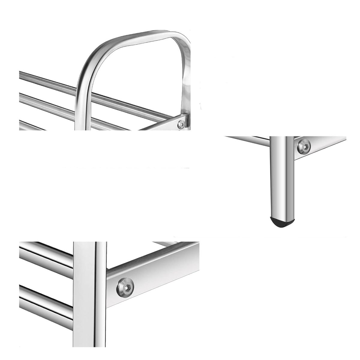 Estante Zapatero De 4 Niveles Acero Inoxidable Elegate Plata.