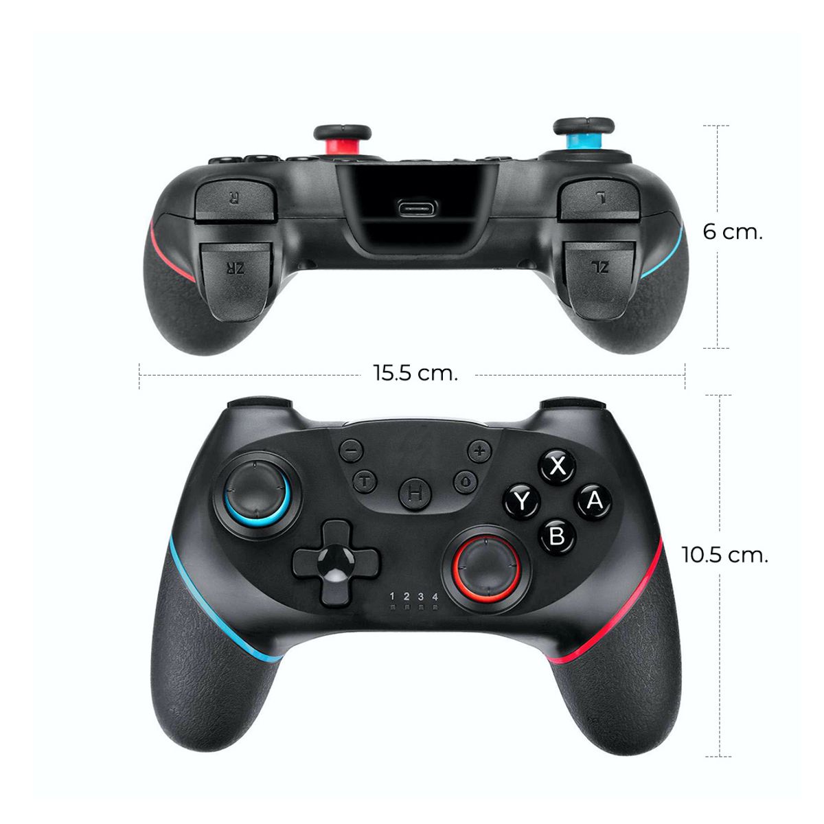 Control Bluetooth Compatible Con Nintendo Switch Con Vibración Negro.