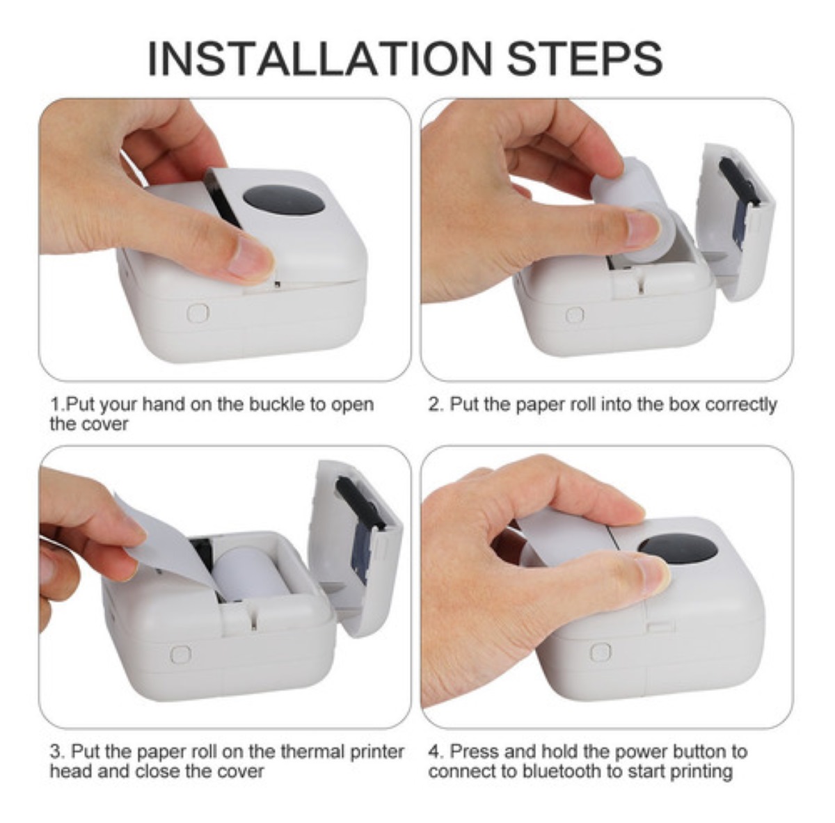 Portátil Mini Bluetooth Impresora Térmica + Pluma De Color blanco
