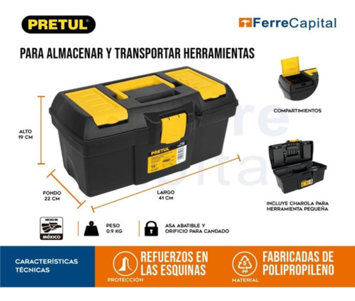 Kit De 3 Cajas De Herramientas (13 Y 16 Pulgadas) Pretul