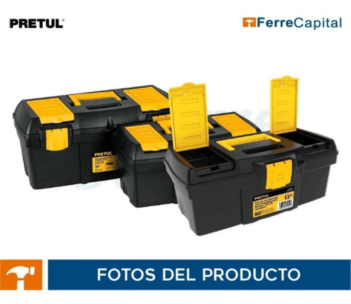 Kit De 3 Cajas De Herramientas (13 Y 16 Pulgadas) Pretul