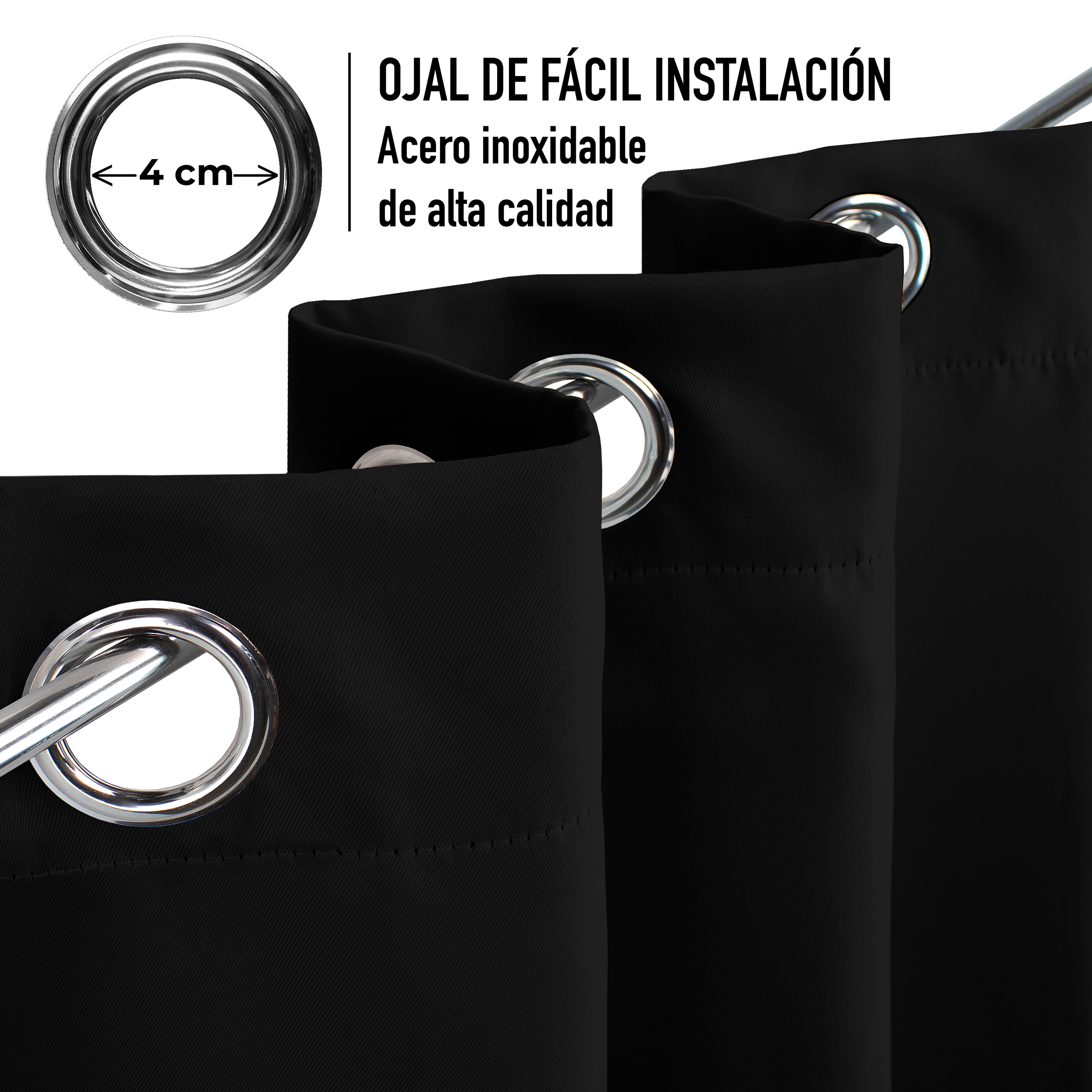Cortinas Blackout Negro Térmico Largas Lisa Opaca 95% Bloqueo Luz .