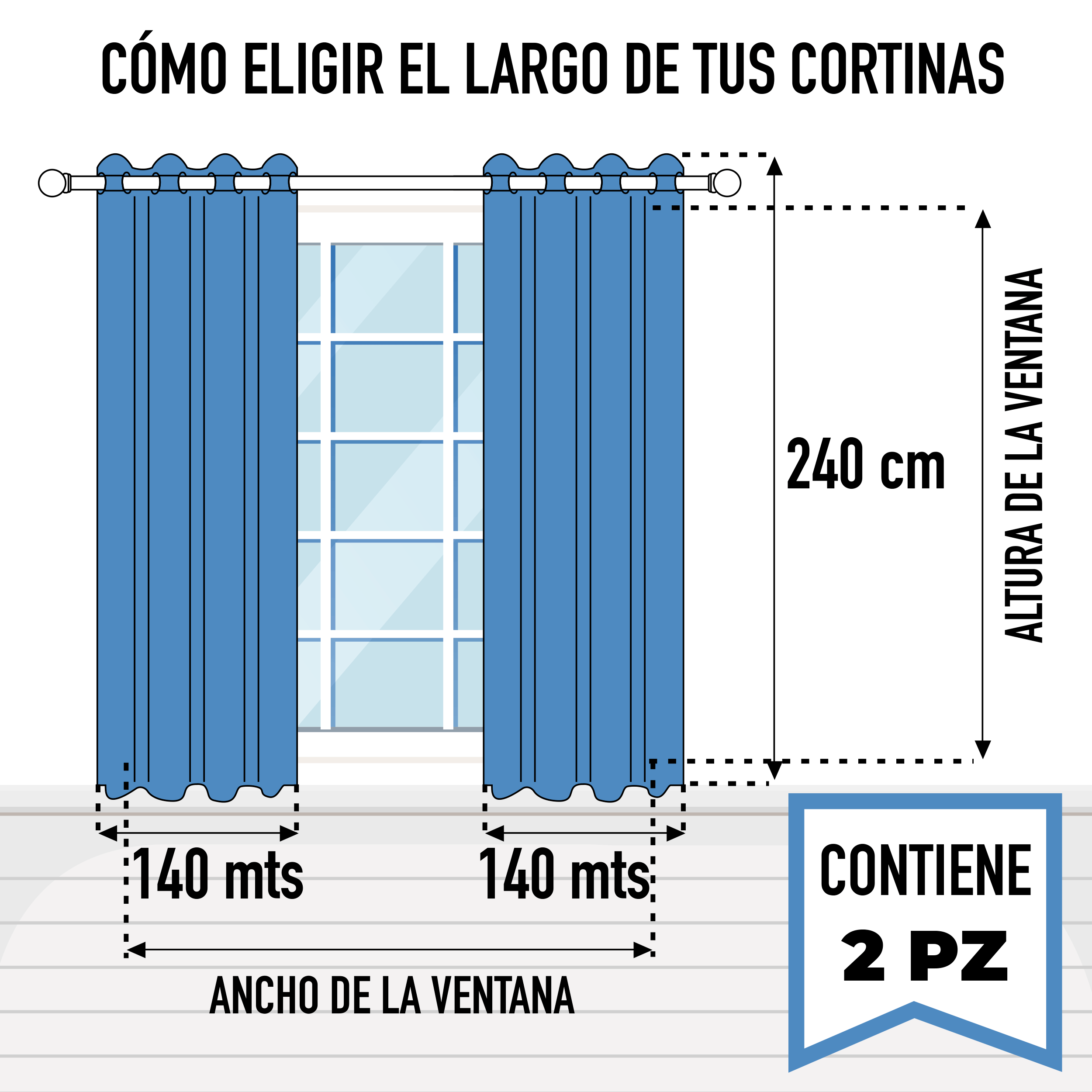 Cortinas Blackout Azul Marino Térmico Largas Lisa Opaca 95% Bloqueo Luz .
