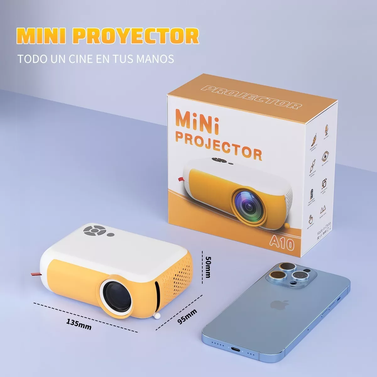 Proyector Mini 1080p Hd Portátil Pantalla 100''.