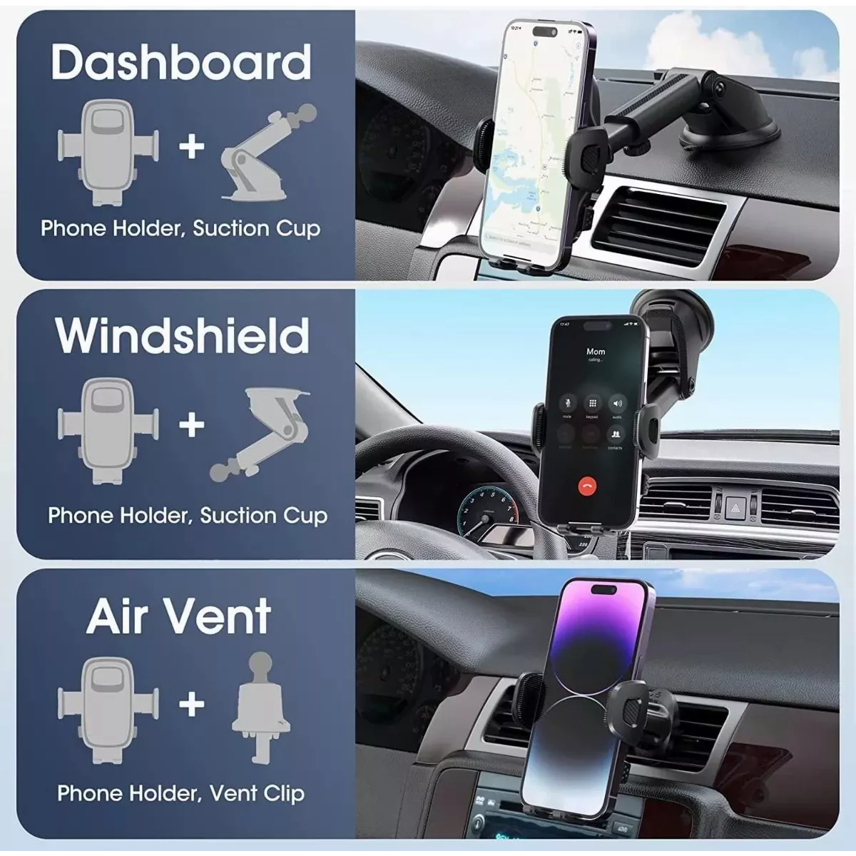 Soporte Para Celular Coche,porta Celular Carro 3en1 Estable.