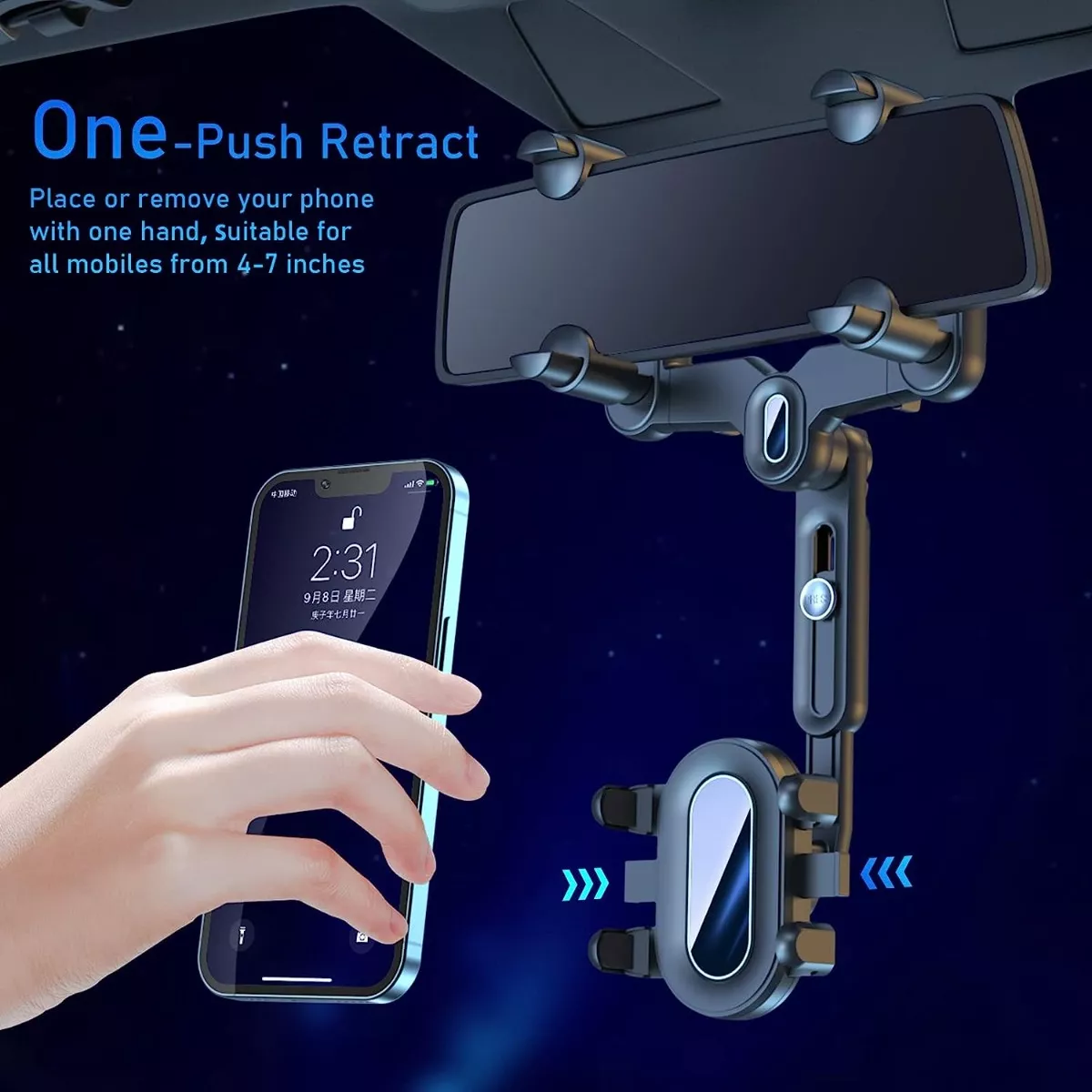 Soporte Porta Celular 360 Carro Auto Espejo Retrovisor.