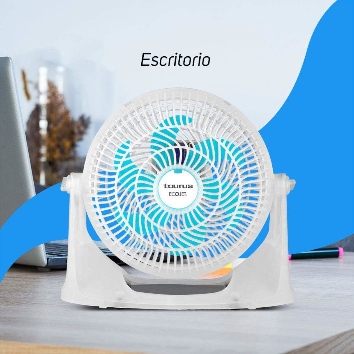Ventilador Escritorio Y Pared Taurus Typhoon Blue 10" 3 Vel..