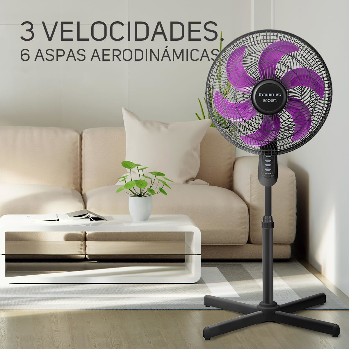 Ventilador Pedestal Taurus Universe 16" 3 Vel. 6 Aspas Negro.