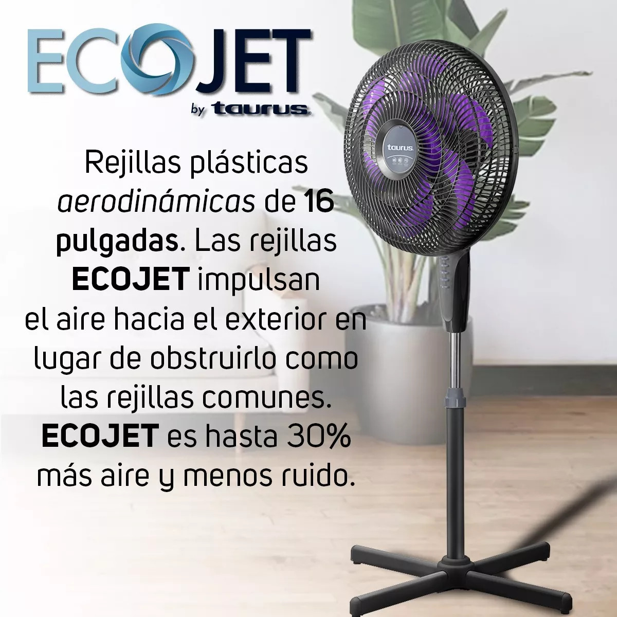 Ventilador Pedestal Taurus Universe 16" 3 Vel. 6 Aspas Negro.