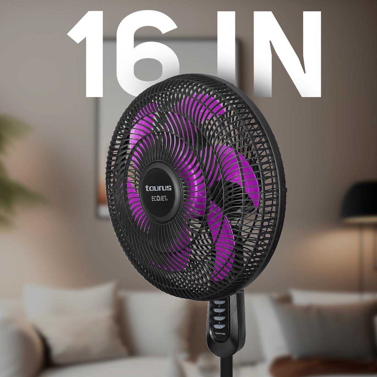 Ventilador Pedestal Taurus Universe 16" 3 Vel. 6 Aspas Negro.