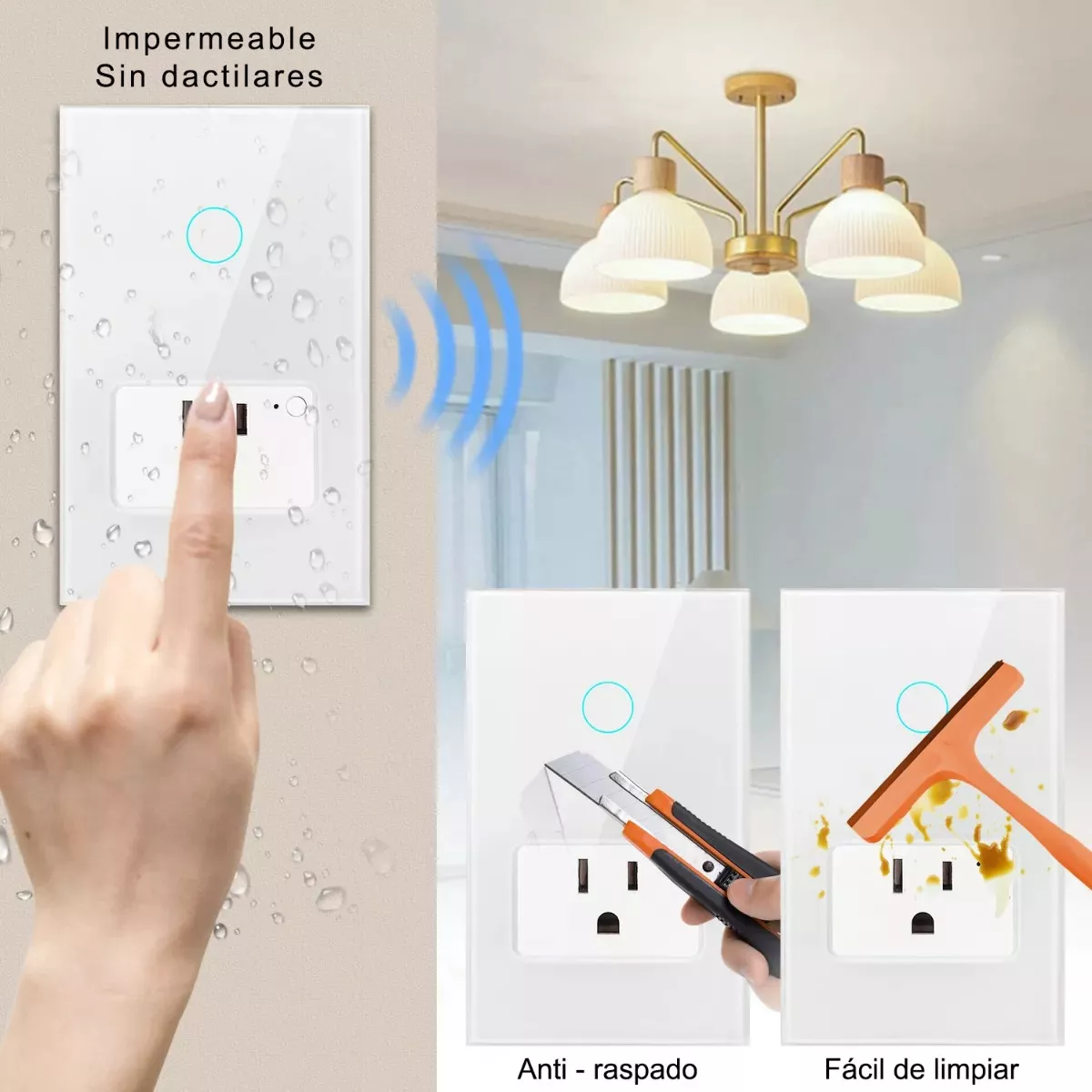 Apagador Con Enchufe Wifi Inteligente 1 Botón Interruptor.