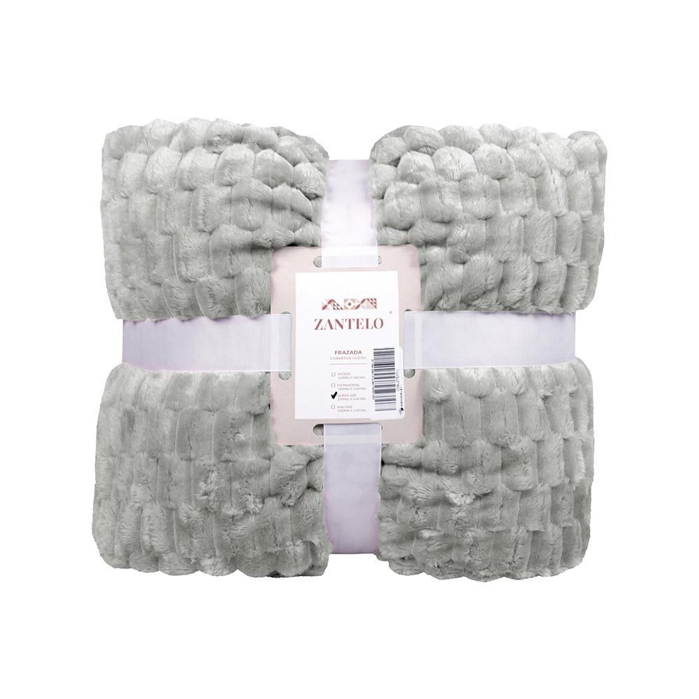 Frazada Embo King Size 250x240 cm Gris, ligera, suave, térmica y lavable