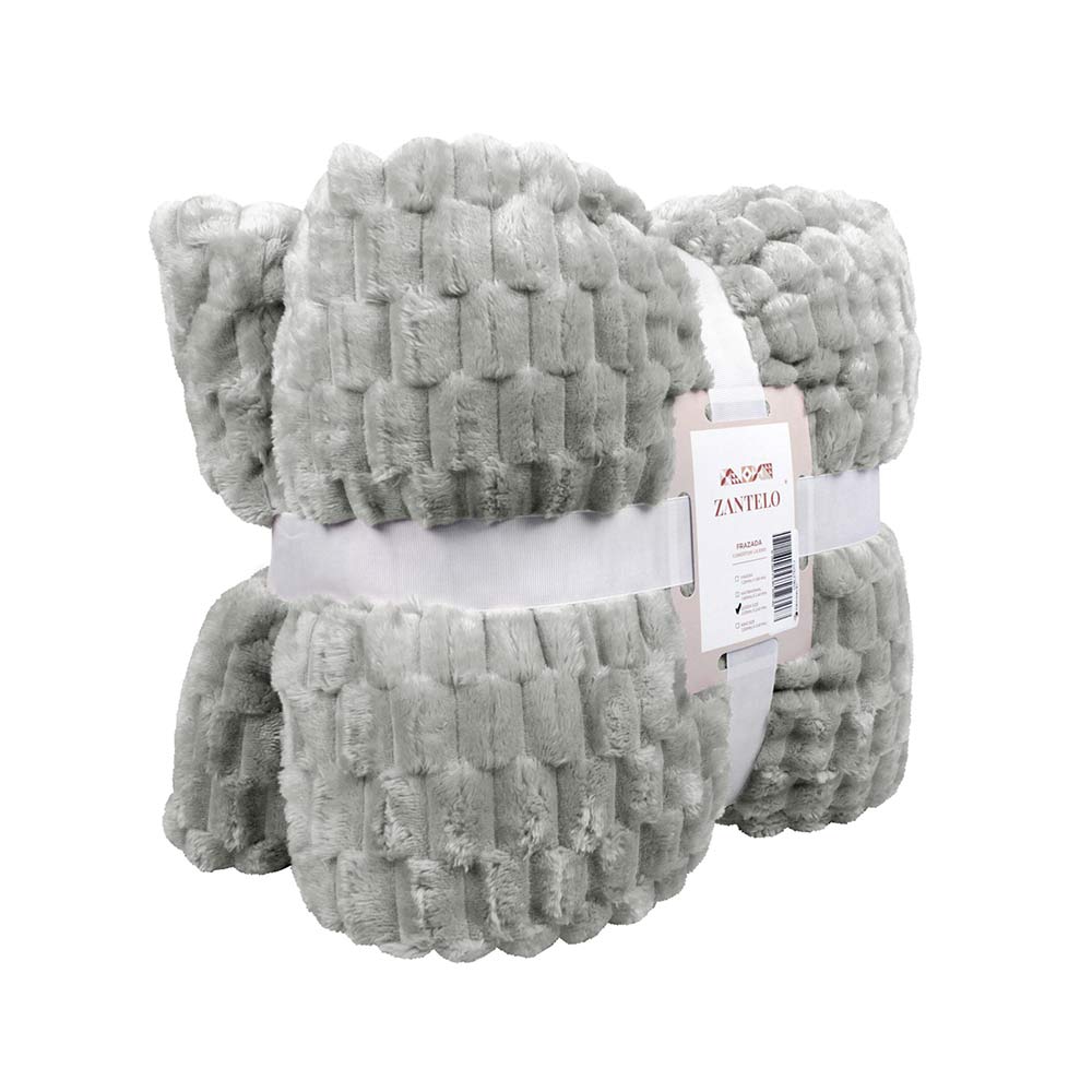Frazada Embo King Size 250x240 cm Gris, ligera, suave, térmica y lavable