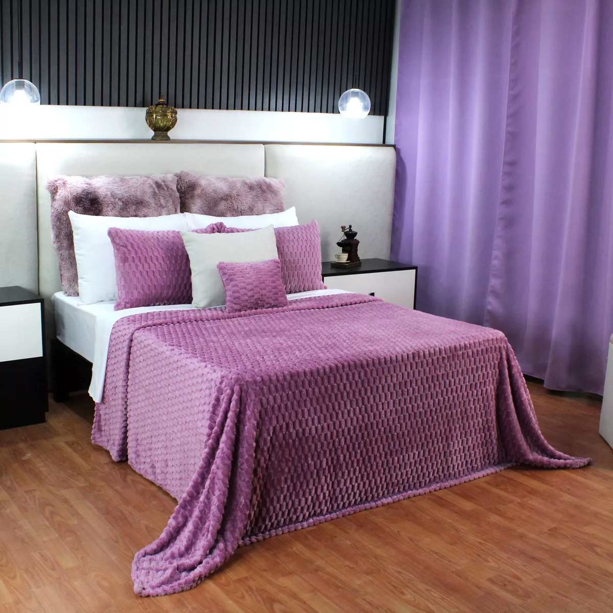 Frazada King Size Ligera Morado Transpirable Térmico 