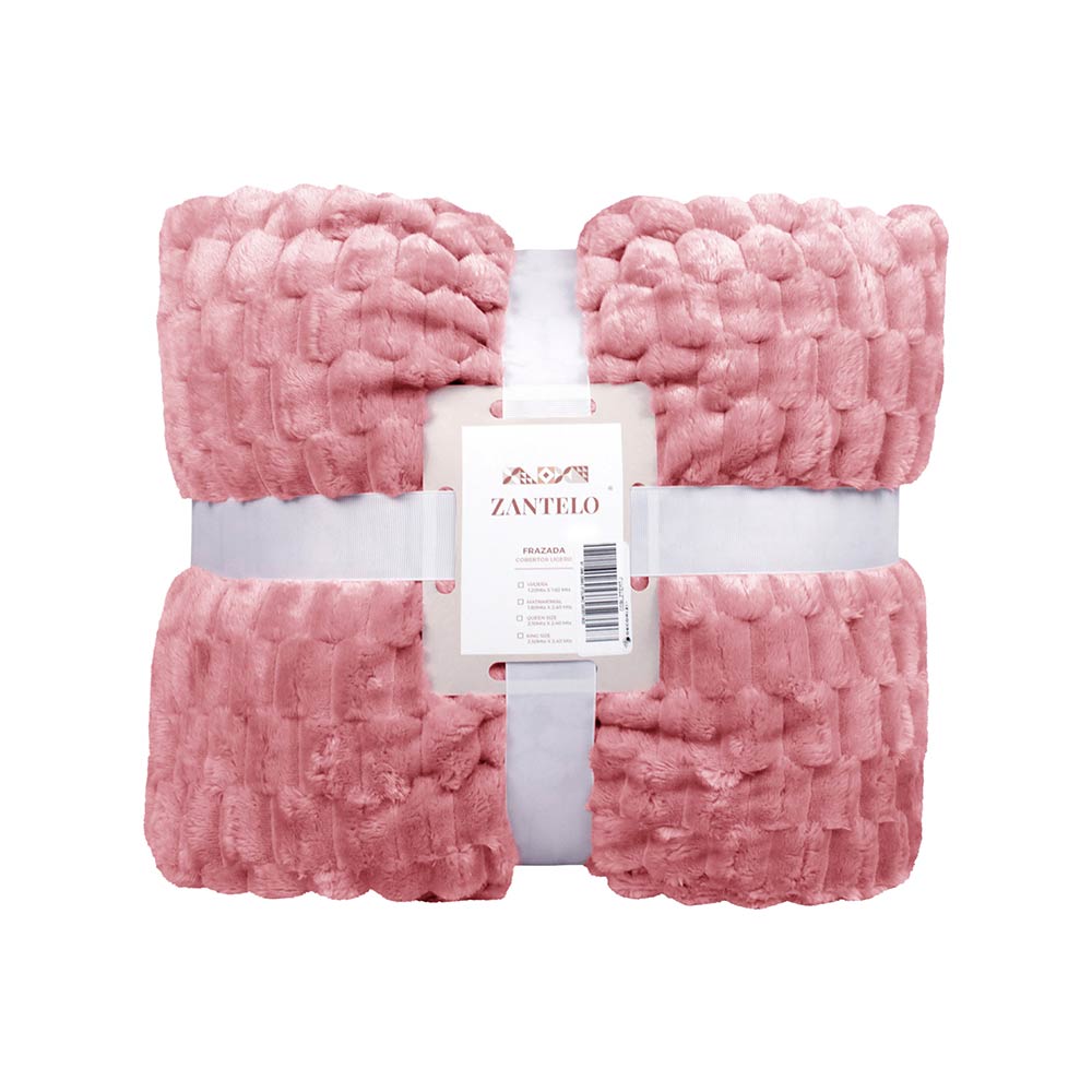 Frazada Embo King Size Rosa 250x240 cm, ligera, suave, térmica y lavable