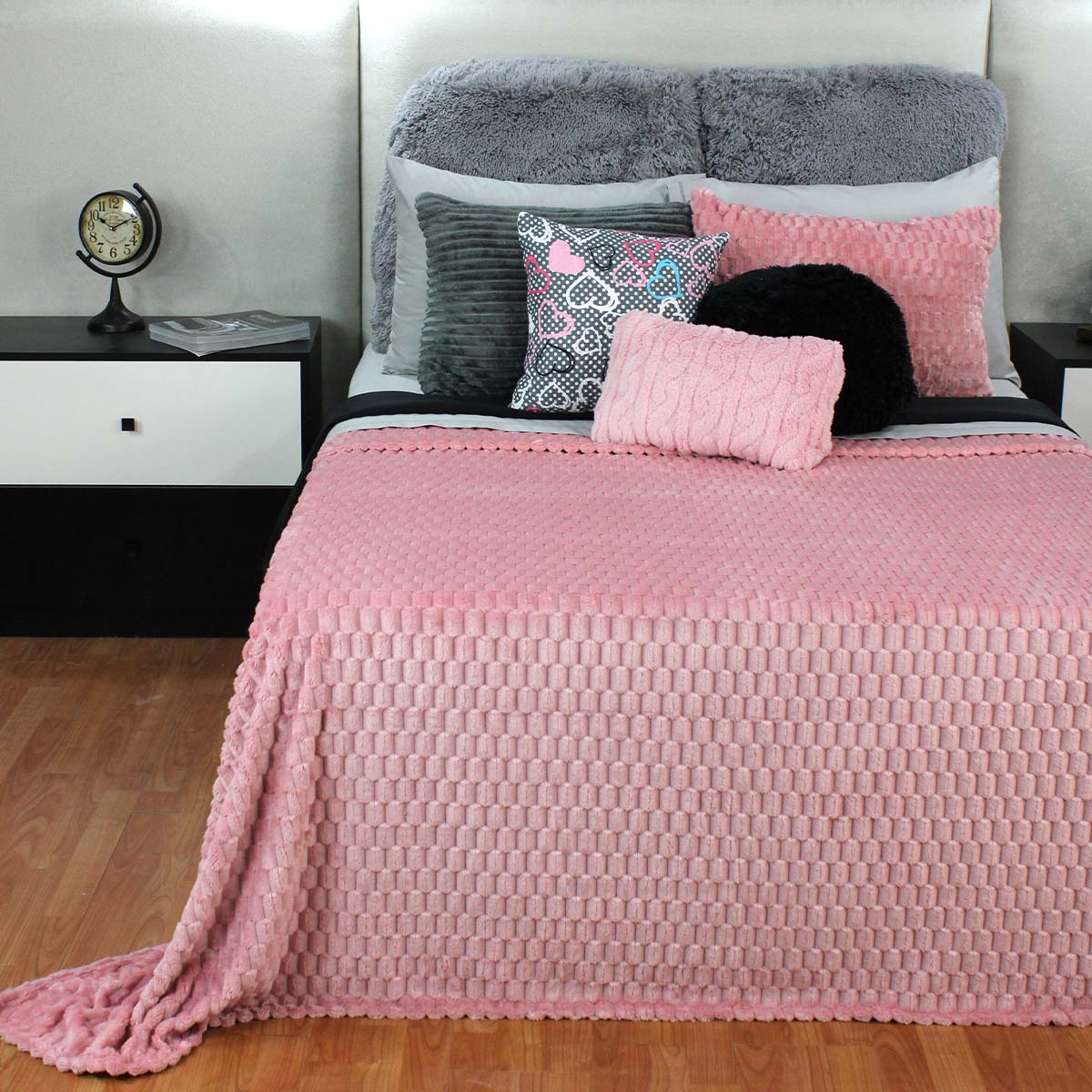 Frazada Embo King Size Rosa 250x240 cm, ligera, suave, térmica y lavable