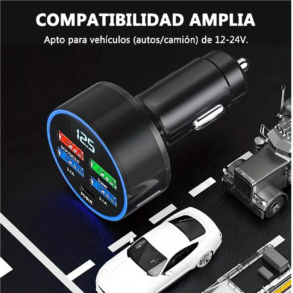 Cargador Para Auto 150w Tipo C Carga Rapida Pd|qc 3.0|5usb.