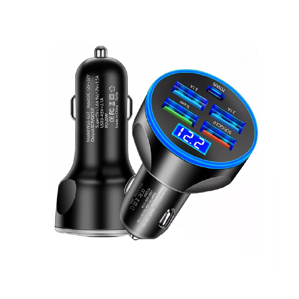 Cargador Para Auto 150w Tipo C Carga Rapida Pd|qc 3.0|5usb.