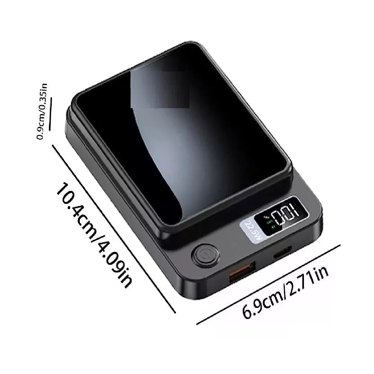 Power Bank Inalámbrico Magnético 10000mah 5.0a 22.5w Usb-c Qi Negro.