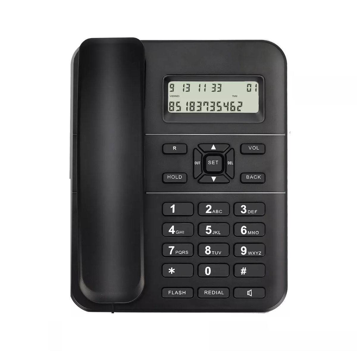 Teléfono Fijo Alambrico Casa Oficina Hotel Con Manos Libres Negro.