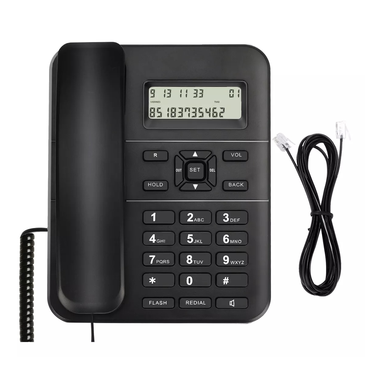 Teléfono Fijo Alambrico Casa Oficina Hotel Con Manos Libres Negro.