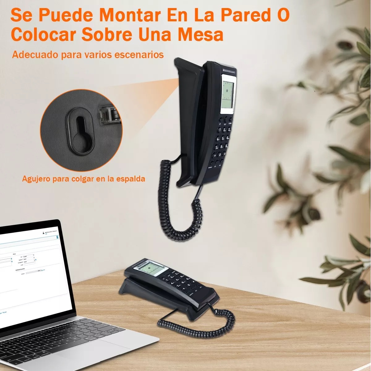 Teléfono Fijo Colgar Pared Con Identificador De Llamadas.
