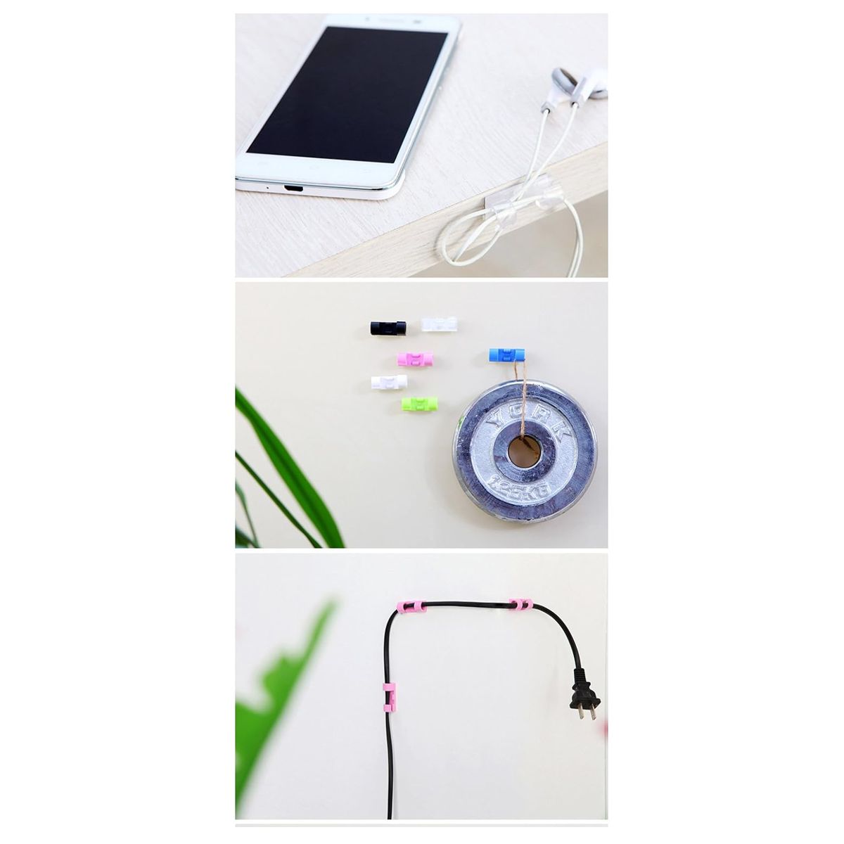 Juego de Ganchos Organizadores de Cables Para Escritorio 20 pz.