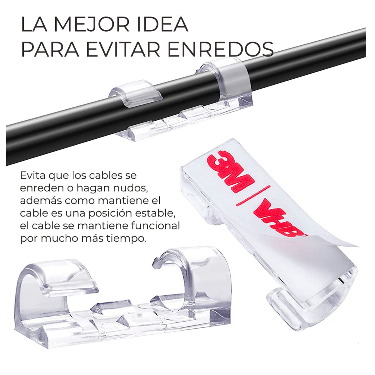 Juego de Ganchos Organizadores de Cables Para Escritorio 20 pz.