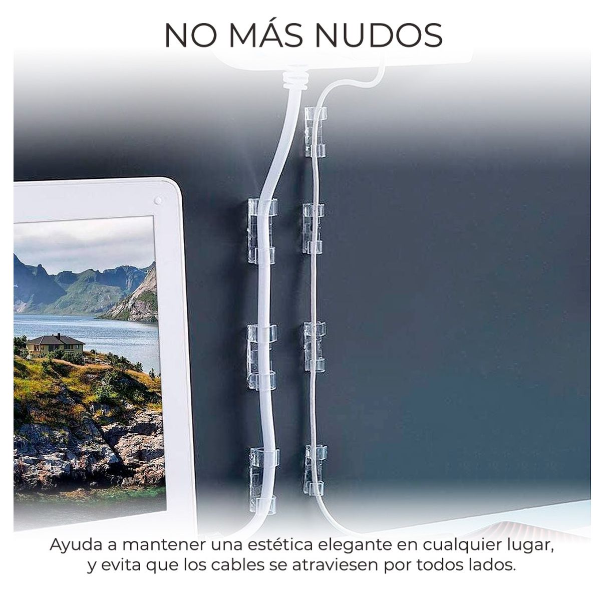 Juego de Ganchos Organizadores de Cables Para Escritorio 20 pz.