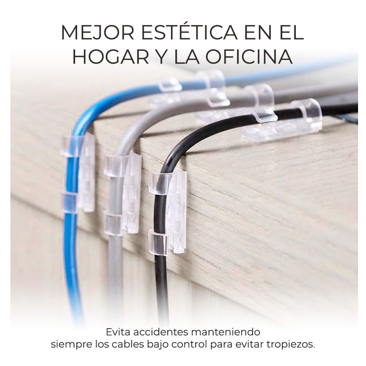 Juego de Ganchos Organizadores de Cables Para Escritorio 20 pz.