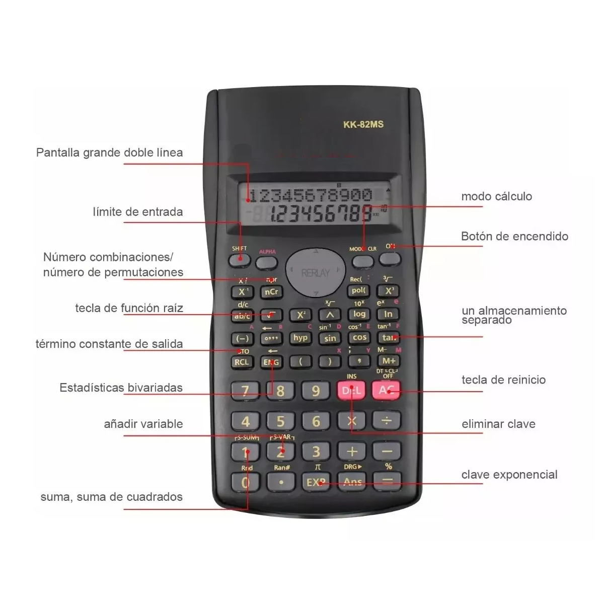  Calculadora Cientifica Escolar Con Baterias 240 Funciones Negro.