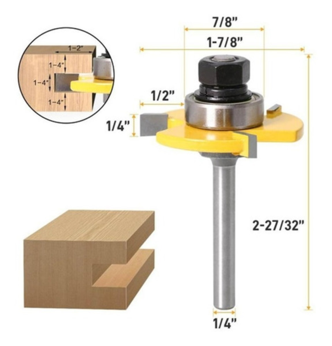 Fresa Router 1/4 Broca Ensamble Machimbrado Zanco Kit 2pzs