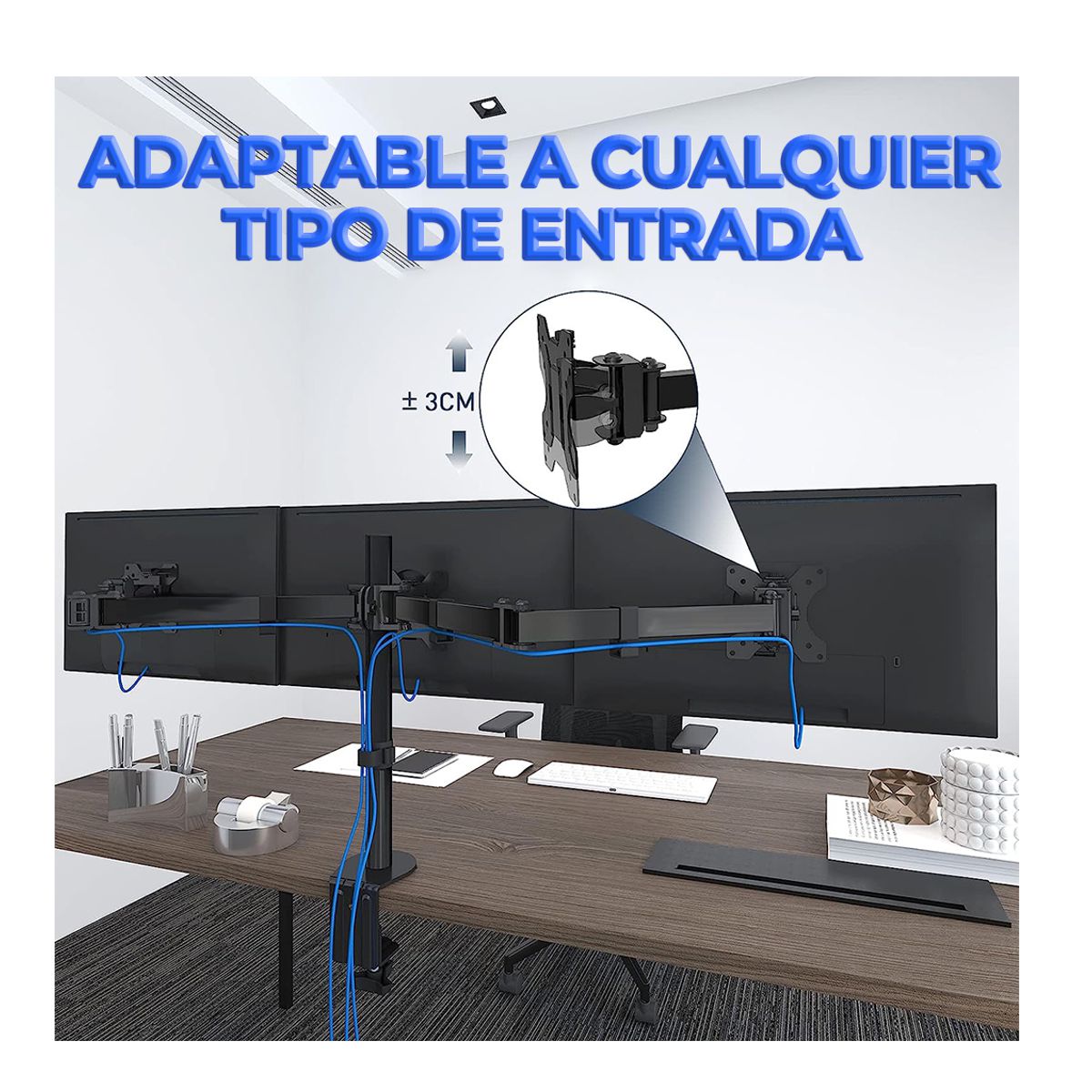 Soporte Articulado Para 3 Monitores De 14 A 32 Pulgadas Negro.