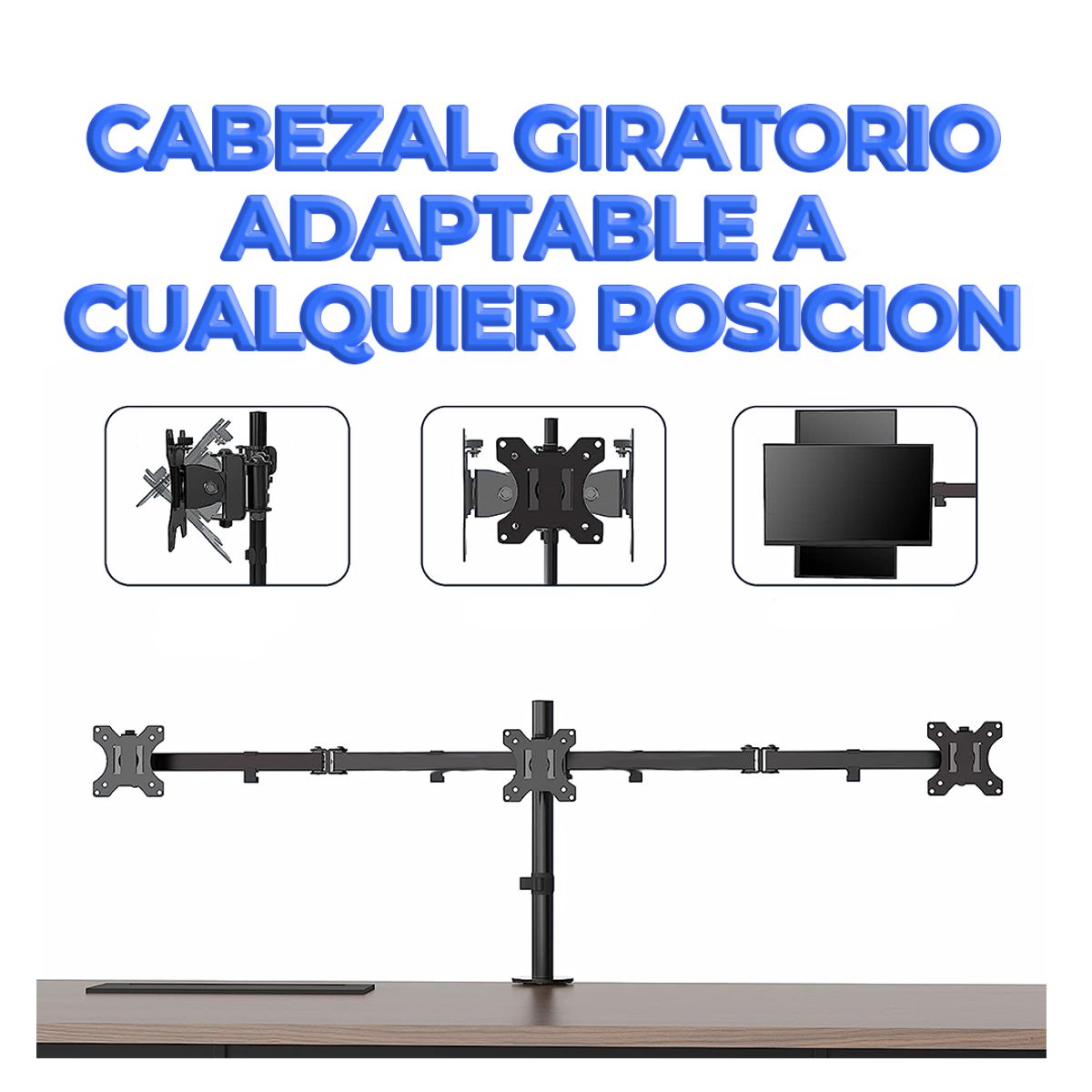 Soporte Articulado Para 3 Monitores De 14 A 32 Pulgadas Negro.