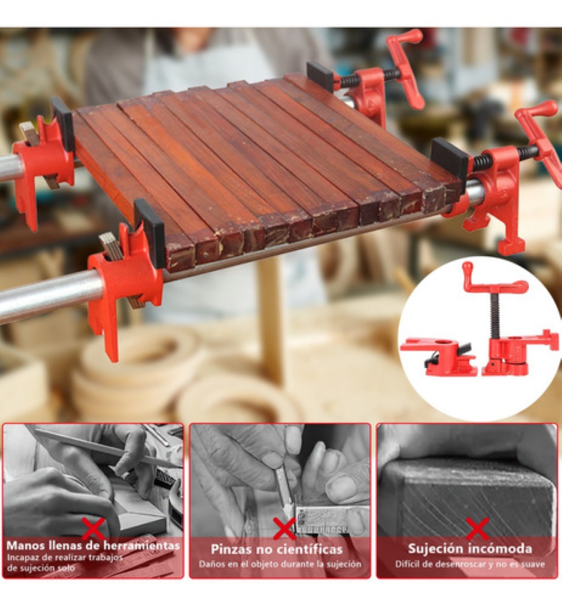 Prensa /abrazaderas Para Madera De Tubo 3/4 Heavy Duty
