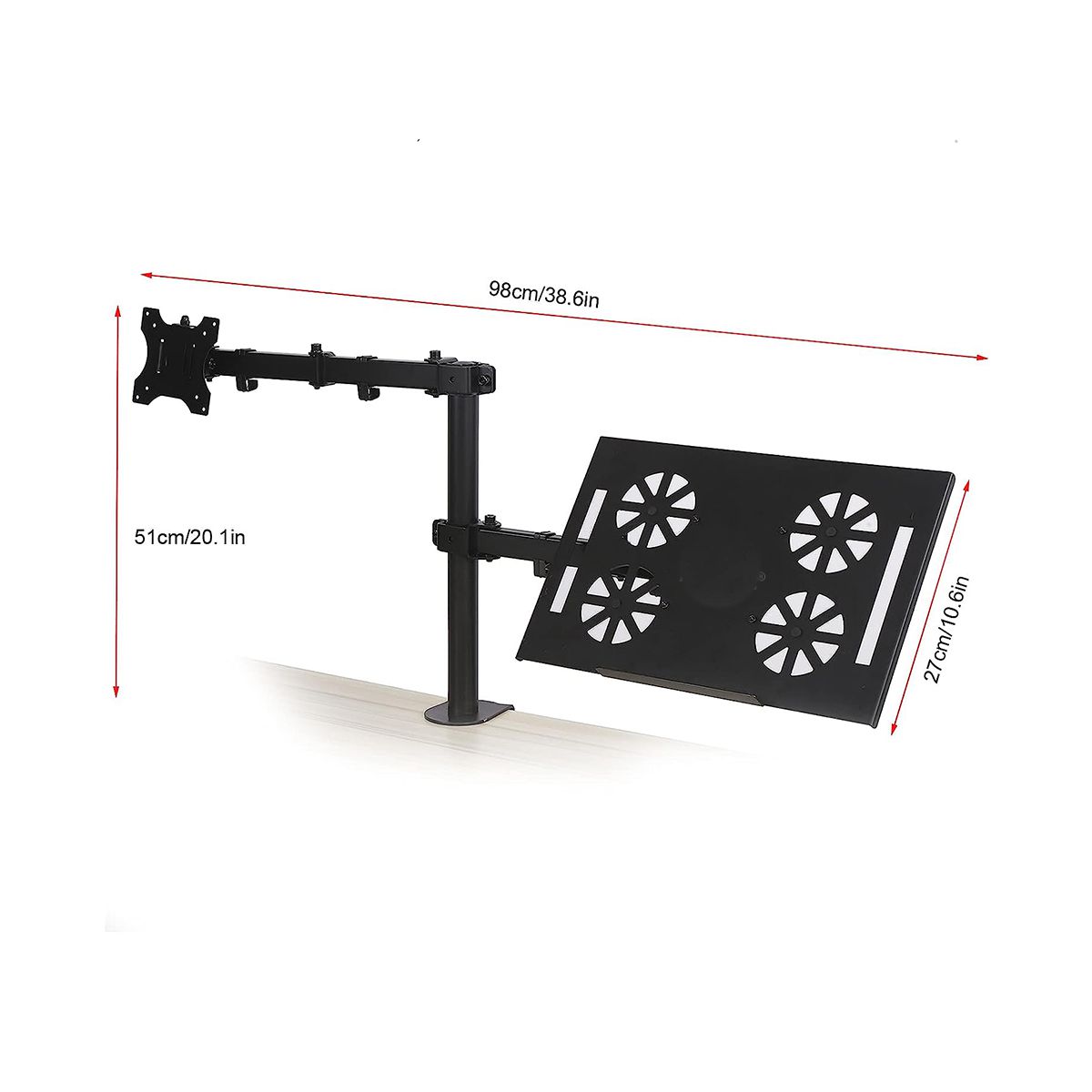 Soporte Articulado Para Laptop Y Monitor De 14 A 27 Pulgadas Negro.
