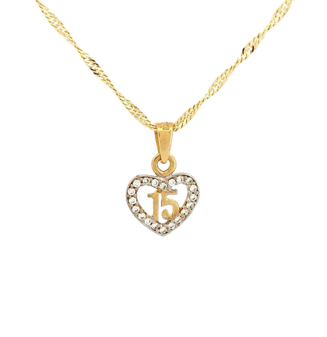 Juego Anillo Rubi Y Collar Xv Años Corazon Oro 10 K + Obsequ.