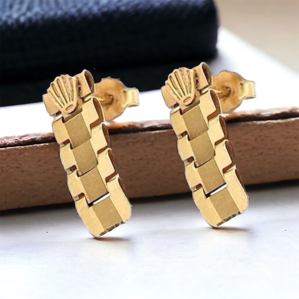 Hermosos Aretes Tipo Baby Rolex 14 Kilates + Obsequio.