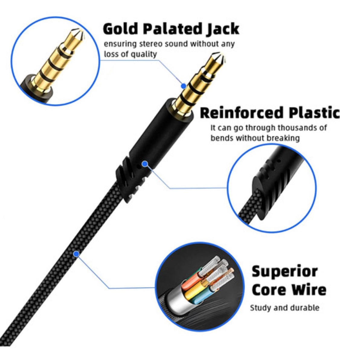 Cable Auxiliar Audio Para Logitech Astro A10 A30 A40tr A50 negro